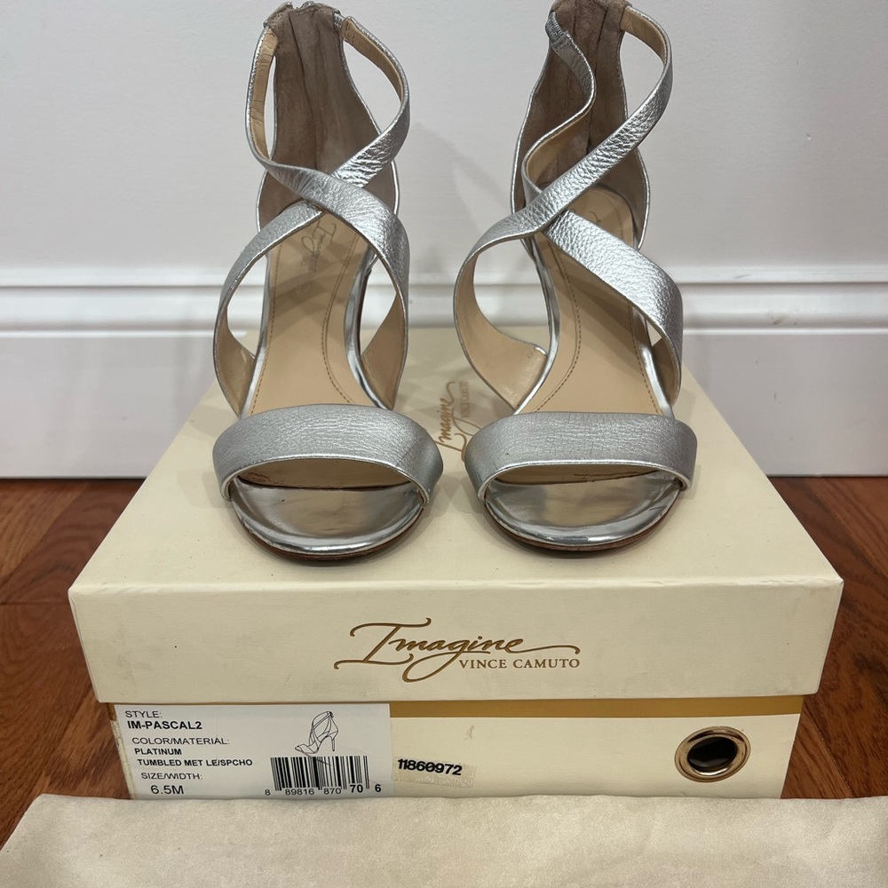Vince Camuto Silver Crisscross Heels